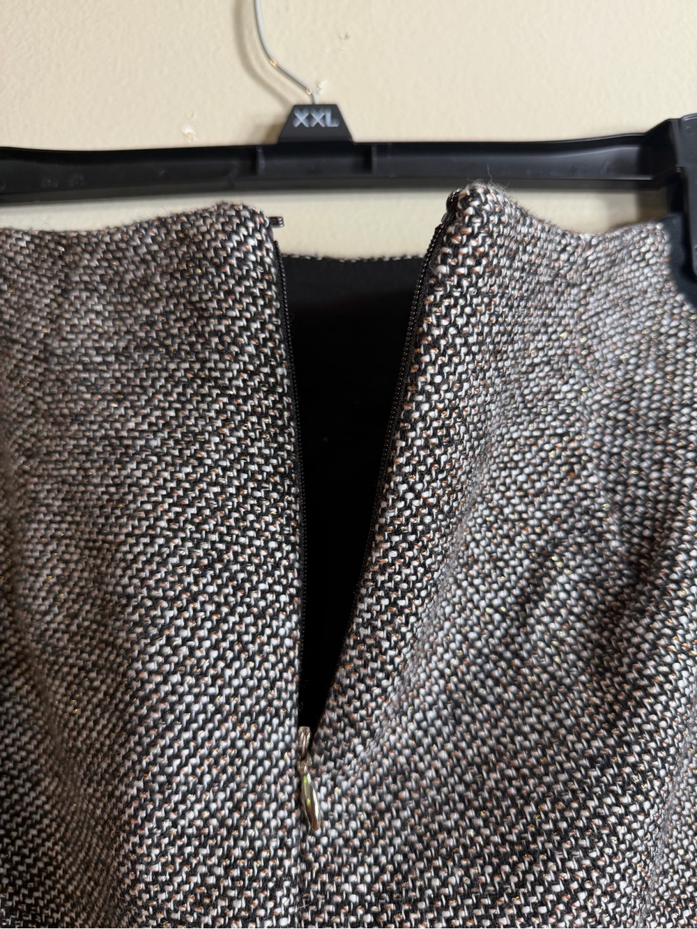 White House Black Market 0P Tweed Pencil Skirt Black Camel Petite - Picture 5 of 9